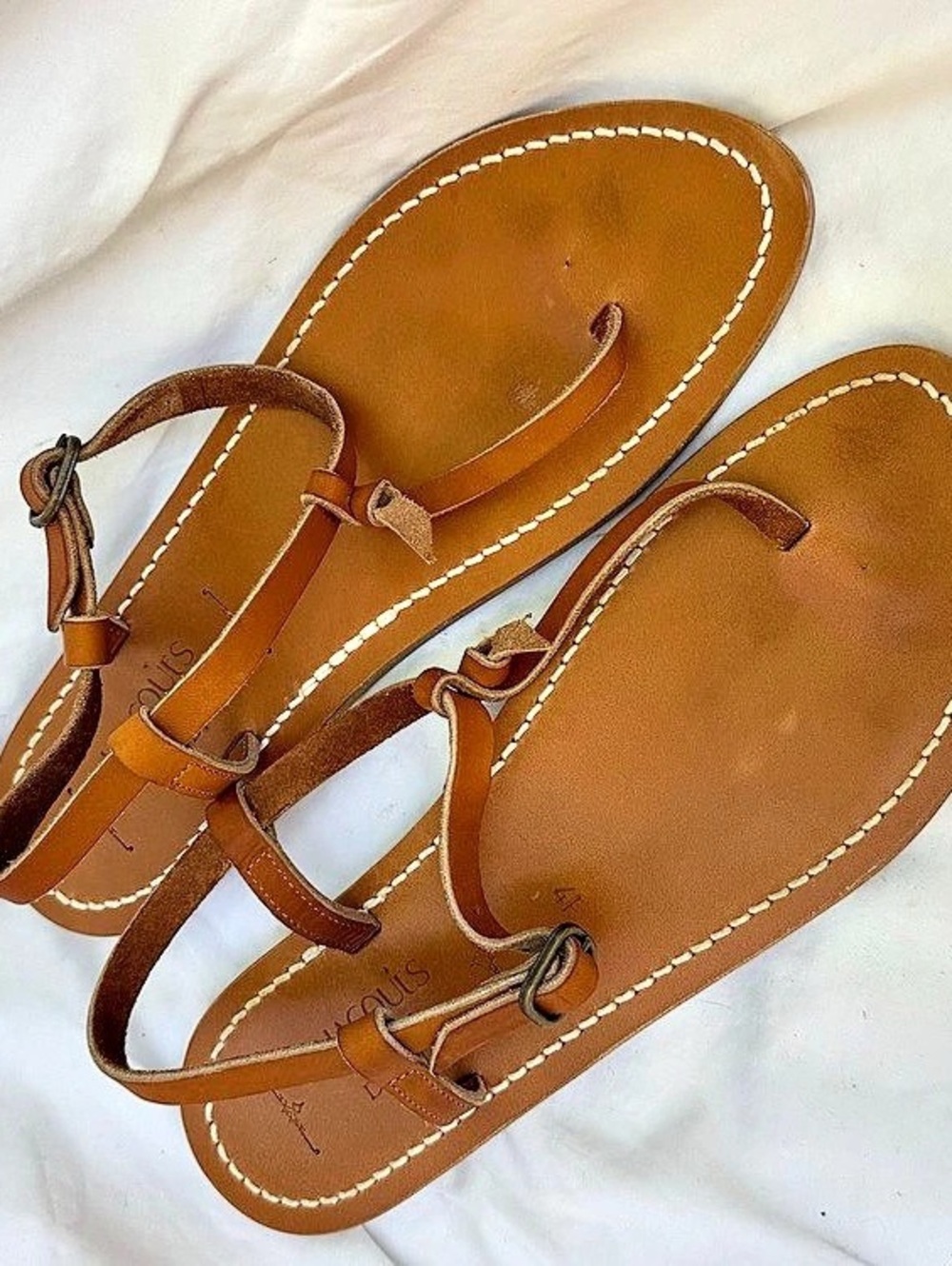 K Jacques x Doen Epicure Leather-Strap Sandals in Brown